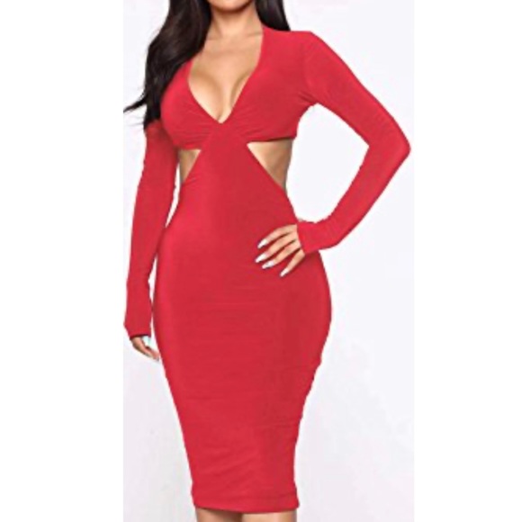 Dresses & Skirts - Red cut out club wear dress